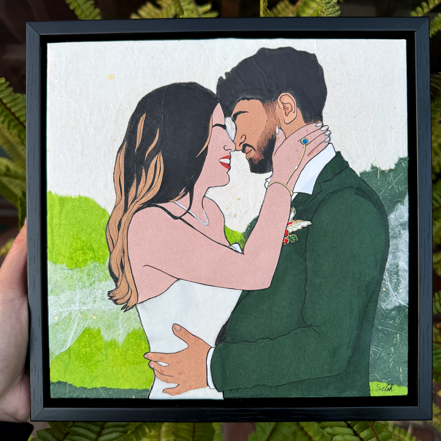Handmade Couples Portrait Paper Collage