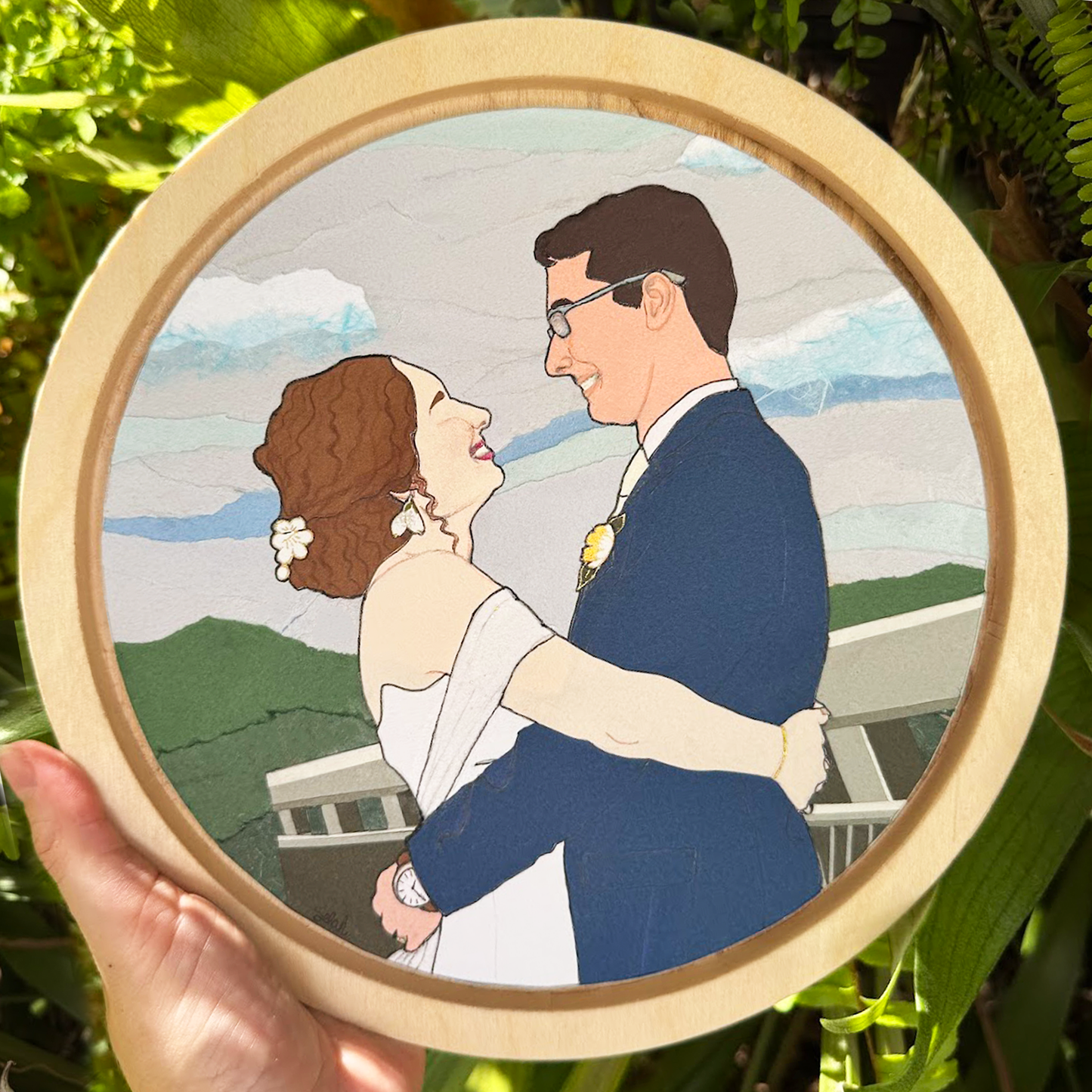 Handmade Couples Portrait Paper Collage